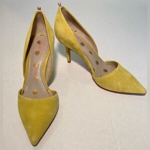 Boden GUC Size 39 EUR Yellow Suede Pointed D'Orsay Heels